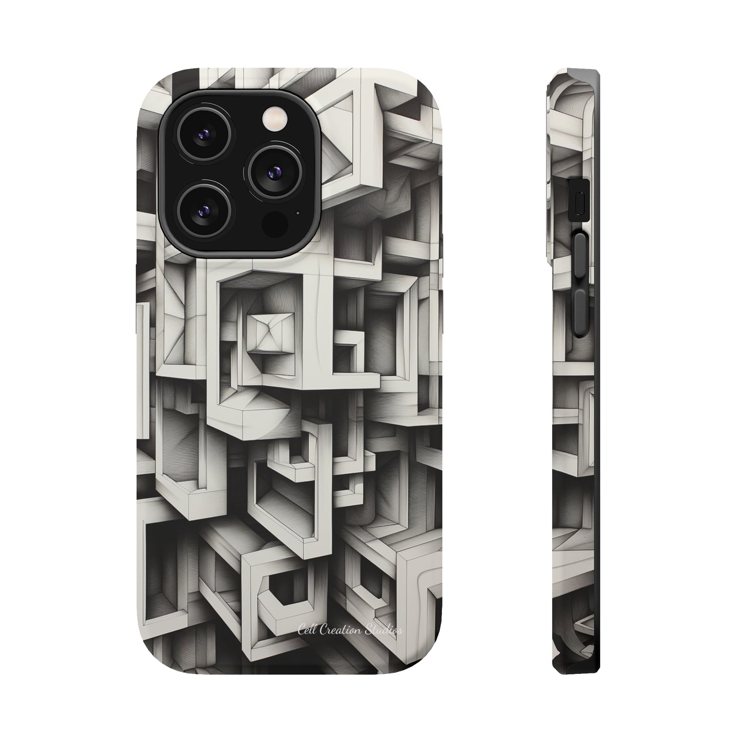 The "Geometric Right Angles" Cell Phone Case - Experience Sleek Simplicity -MagSafe Tough Cases