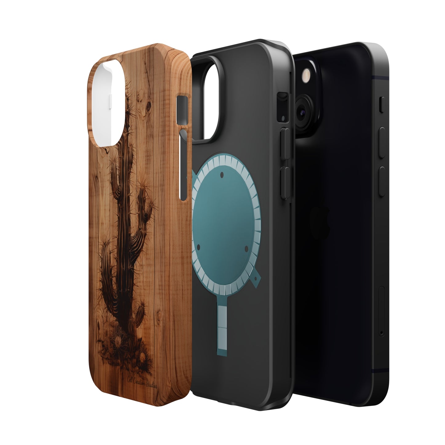 "Cactus Burnt Wood Design" Phone Case -MagSafe Tough Cases