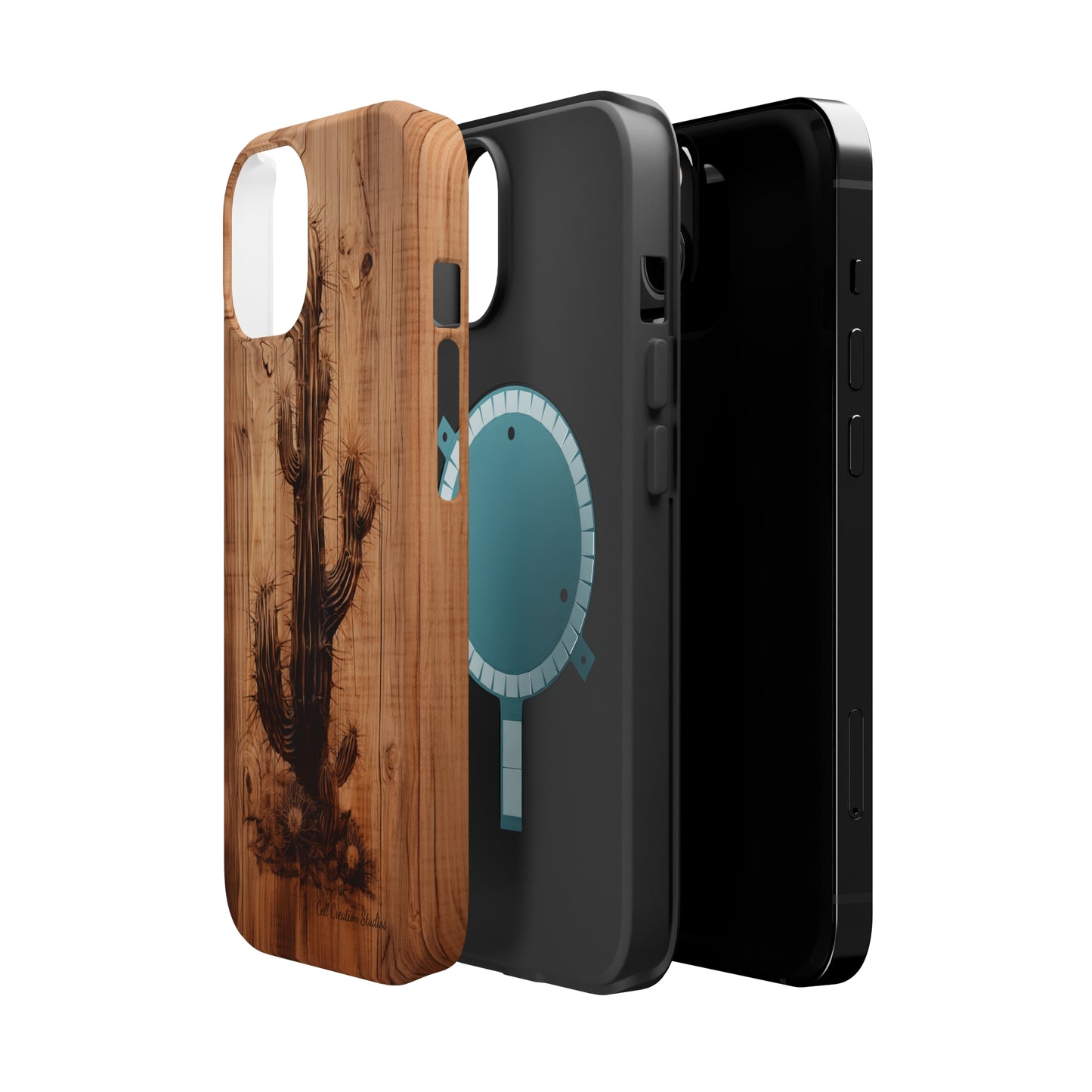 "Cactus Burnt Wood Design" Phone Case -MagSafe Tough Cases