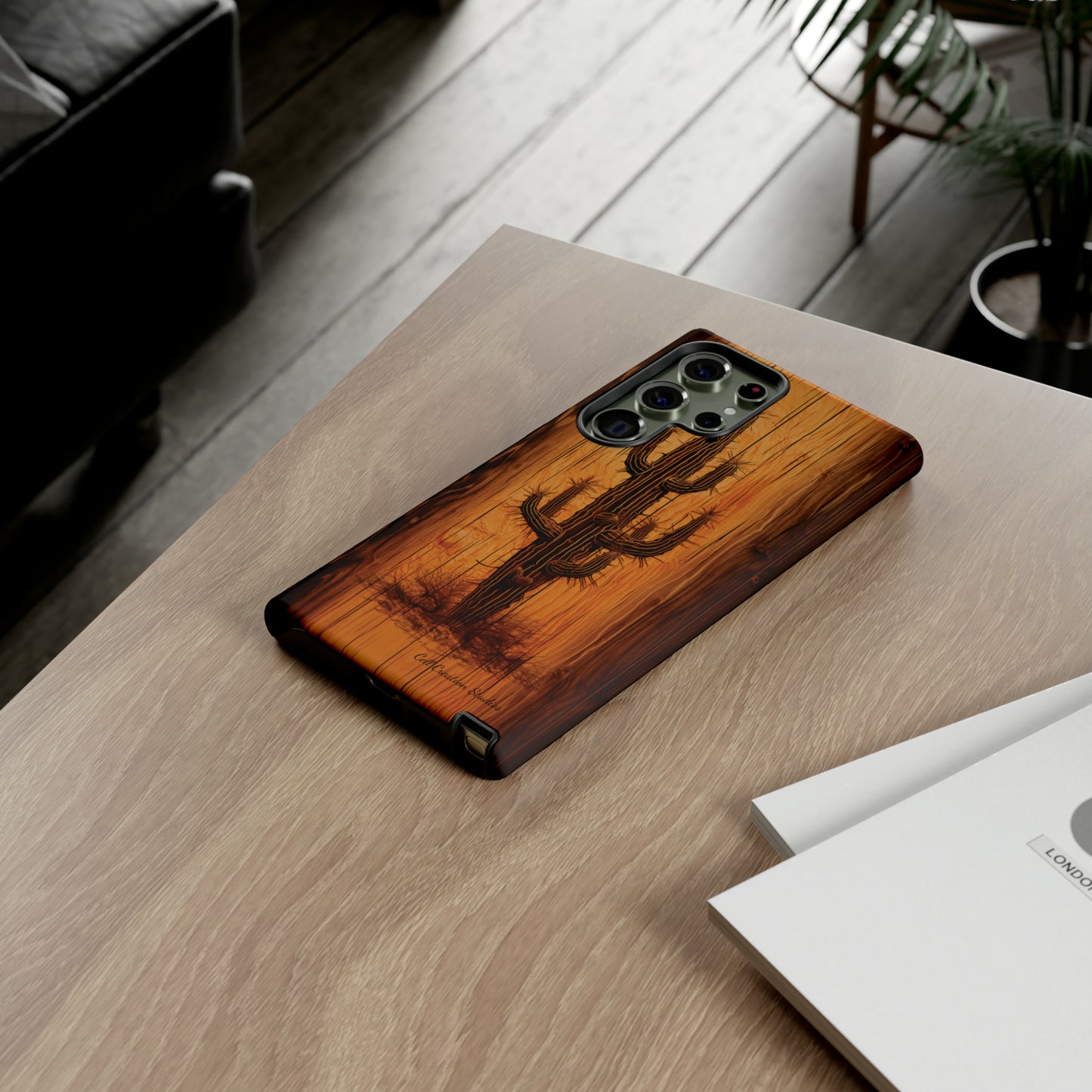 "Cactus Burnt Wood Phone Case" -Tough Cases