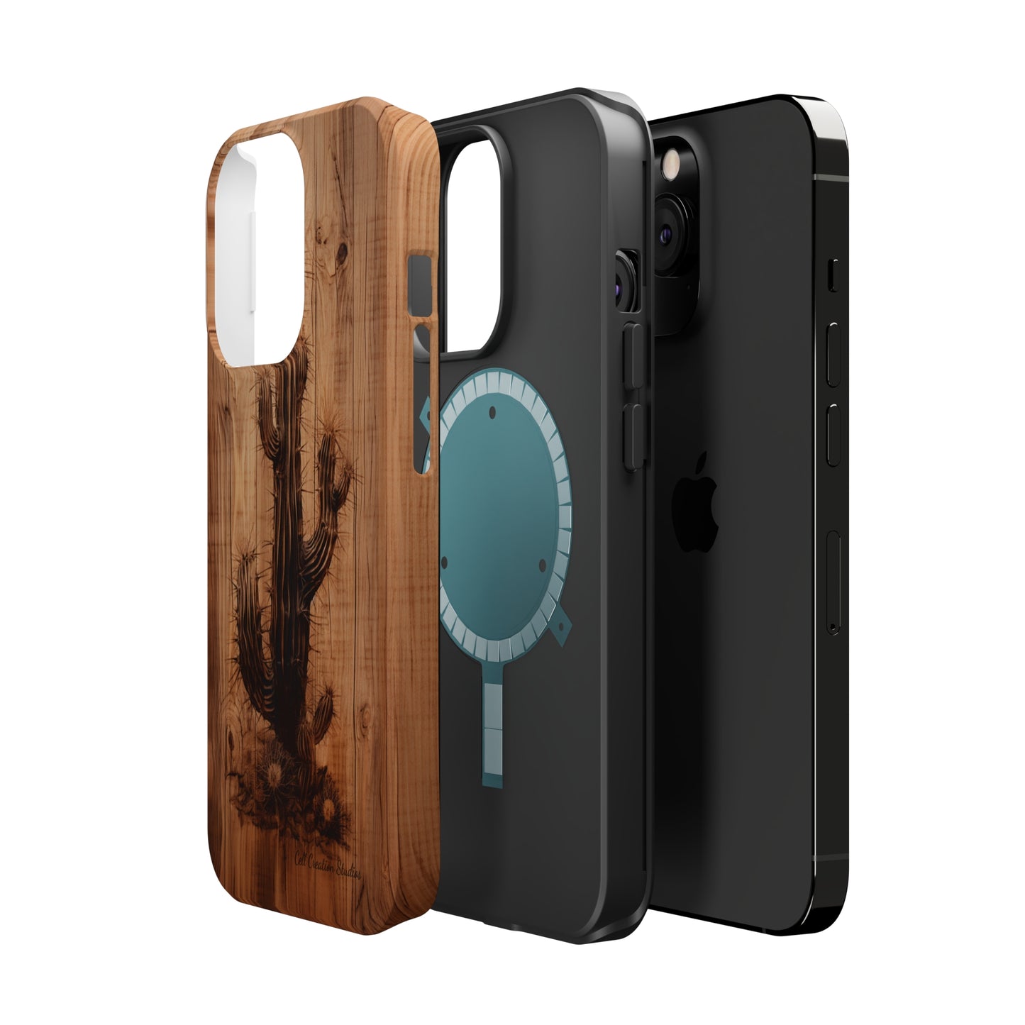 "Cactus Burnt Wood Design" Phone Case -MagSafe Tough Cases