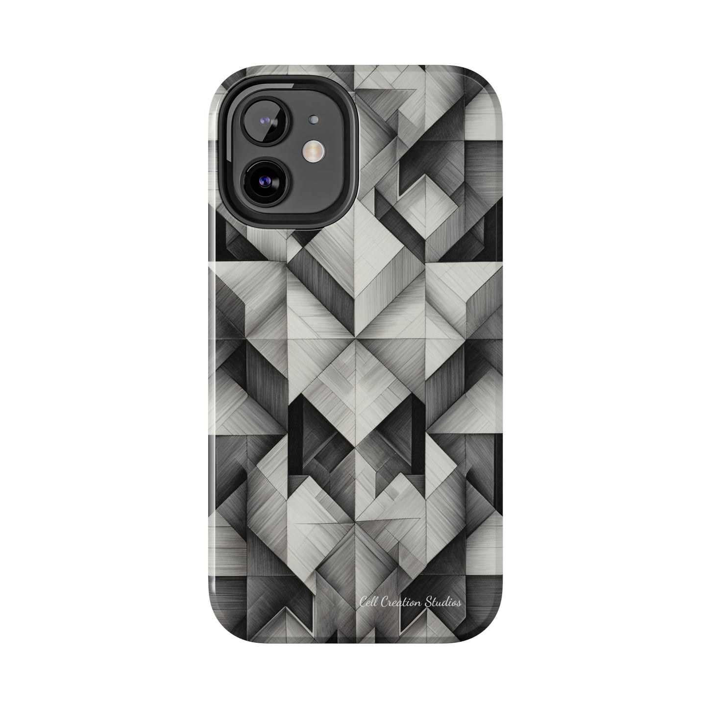 The "Black and White Geometric Pattern" Cell Phone Case- Elevate Your Phone's Style-Tough Phone Cases