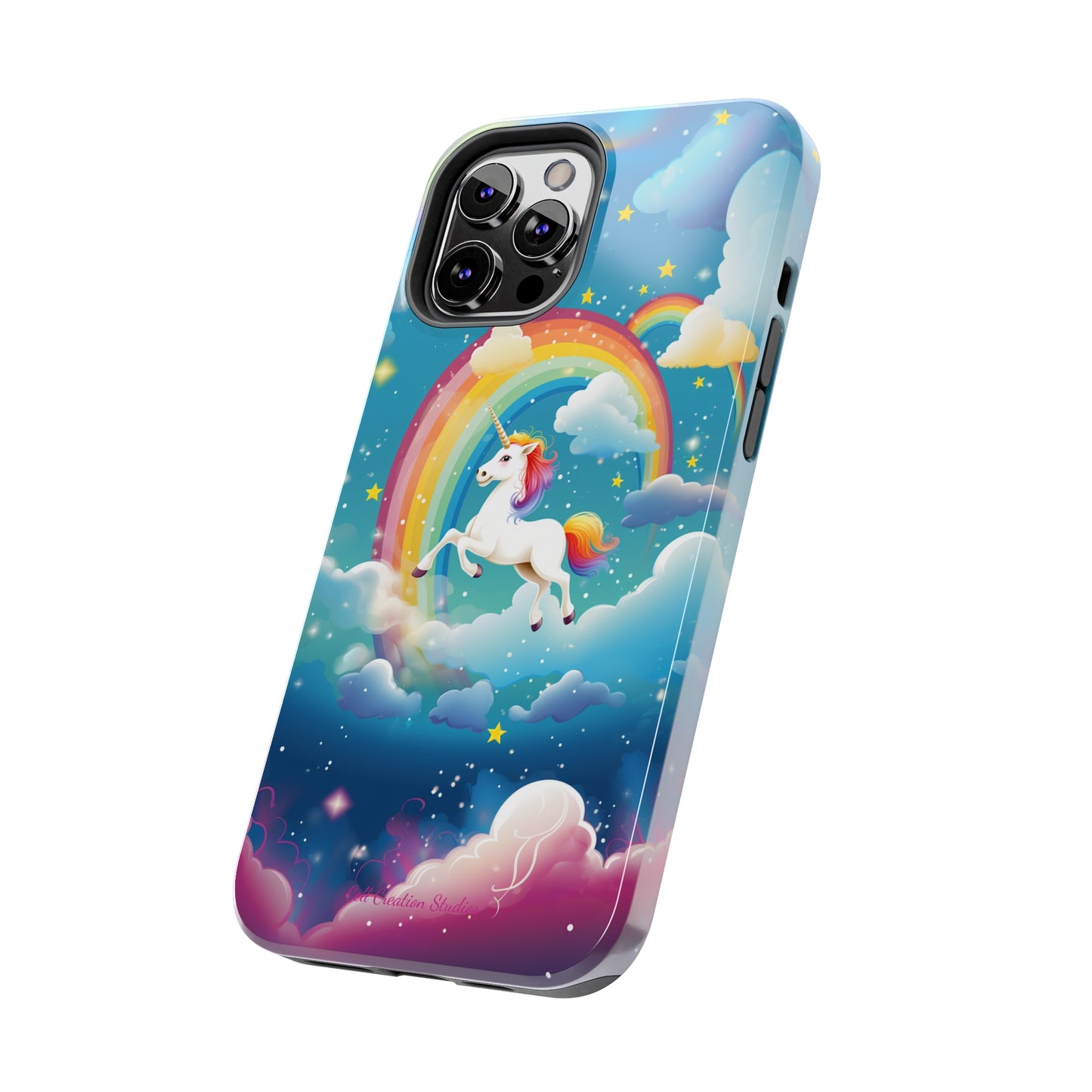 Introducing the "Rainbow Soar" Cell Phone Case – Embark on a Whimsical Journey with a Flying Unicorn -Tough Phone Cases