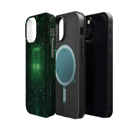 Introducing our "Digital Code Stream" Cell Phone Case – where style meets technology for your device's protection -MagSafe Tough Cases