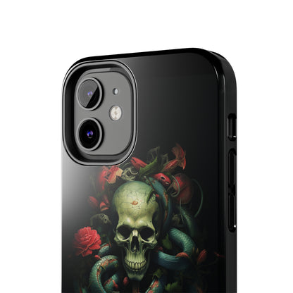 Introducing the "Serpentine Elegance" Cell Phone Case: Where Skulls and Snakes, Intertwine -Tough Phone Cases