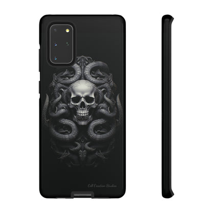 Introducing the "Monochrome Skull and Snakes" Cell Phone Case – A Bold Statement in Black and White -Tough Cases