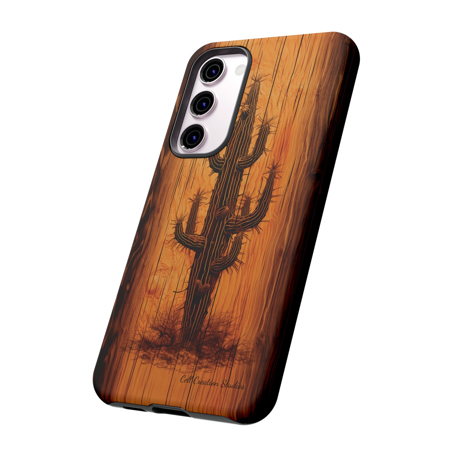 "Cactus Burnt Wood Phone Case" -Tough Cases