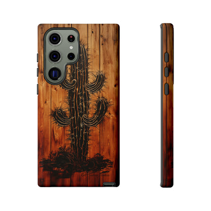 "Desert Vibes Cactus Burnt Wood Design" Phone Case -Tough Cases