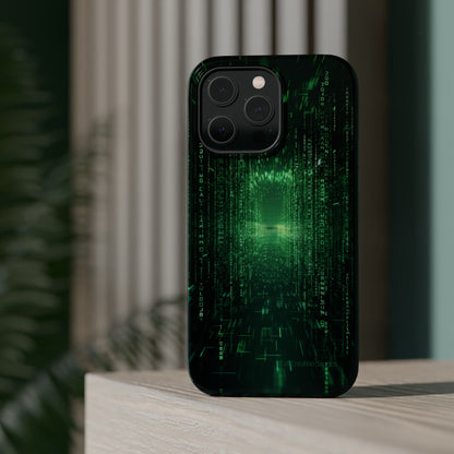 Introducing our "Digital Code Stream" Cell Phone Case – where style meets technology for your device's protection -MagSafe Tough Cases