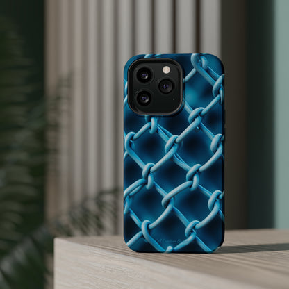 Introducing the "Elegant Chainlink" Cell Phone Case – Embrace Contemporary Style with Blue Chain Link Design -MagSafe Tough Cases