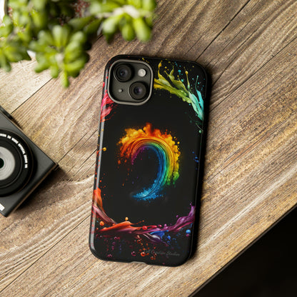 "Vibrant Swirls Painted on Black" Cell Phone Case -Tough Cases