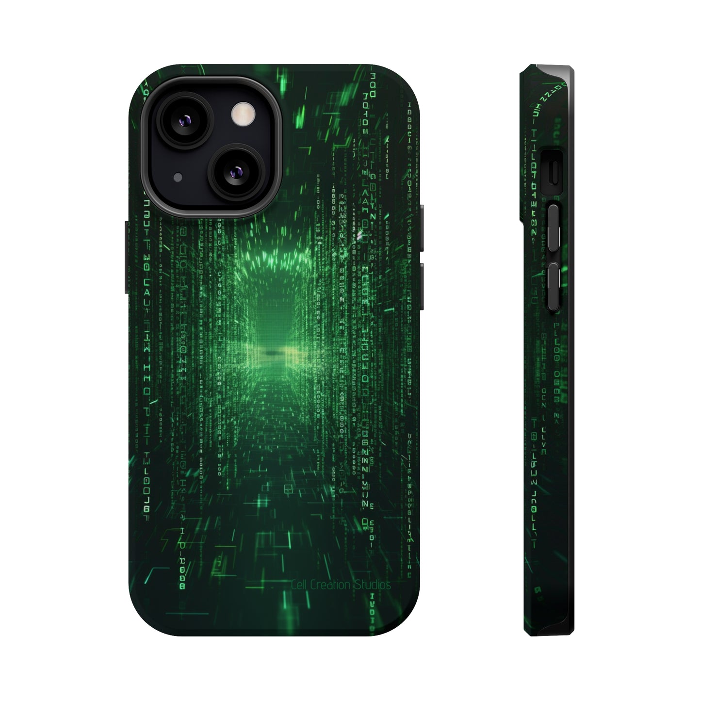 Introducing our "Digital Code Stream" Cell Phone Case – where style meets technology for your device's protection -MagSafe Tough Cases