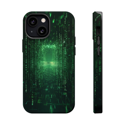 Introducing our "Digital Code Stream" Cell Phone Case – where style meets technology for your device's protection -MagSafe Tough Cases