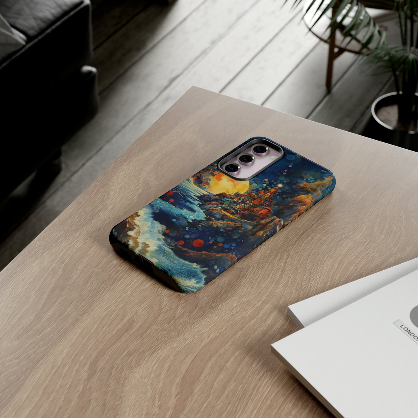 "Moonlit Coastal Vista" -Tough Samsung Phone Cases