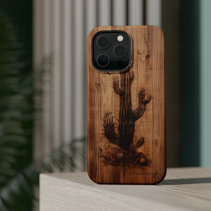 "Cactus Burnt Wood Design" Phone Case -MagSafe Tough Cases