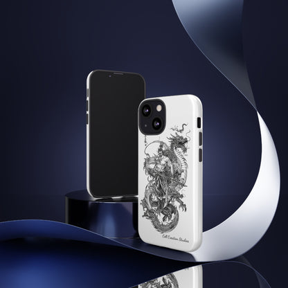 "Samurai and Dragon Sketch" -Tough iPhone Cases