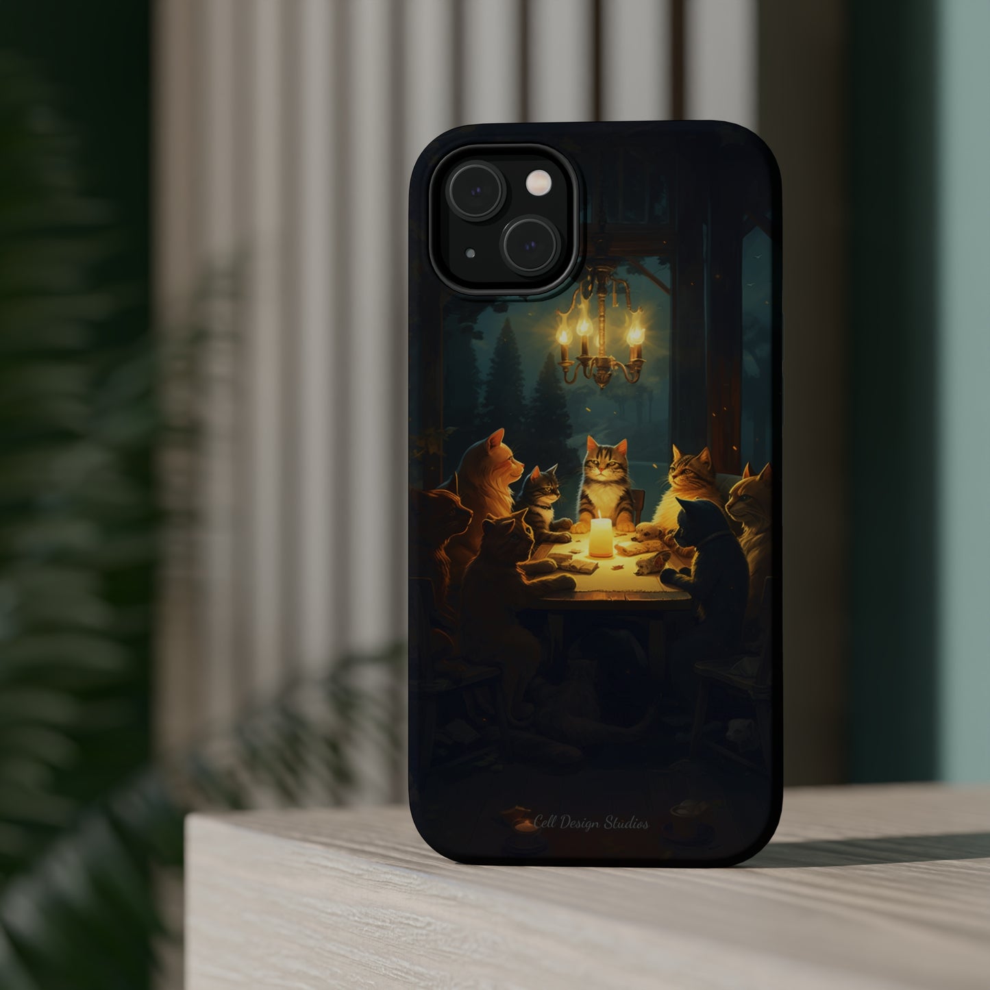 Introducing the "Paws & Whiskers Soirée" Cell Phone Case – A Feast of Friendship Under the Stars! -MagSafe Tough Cases