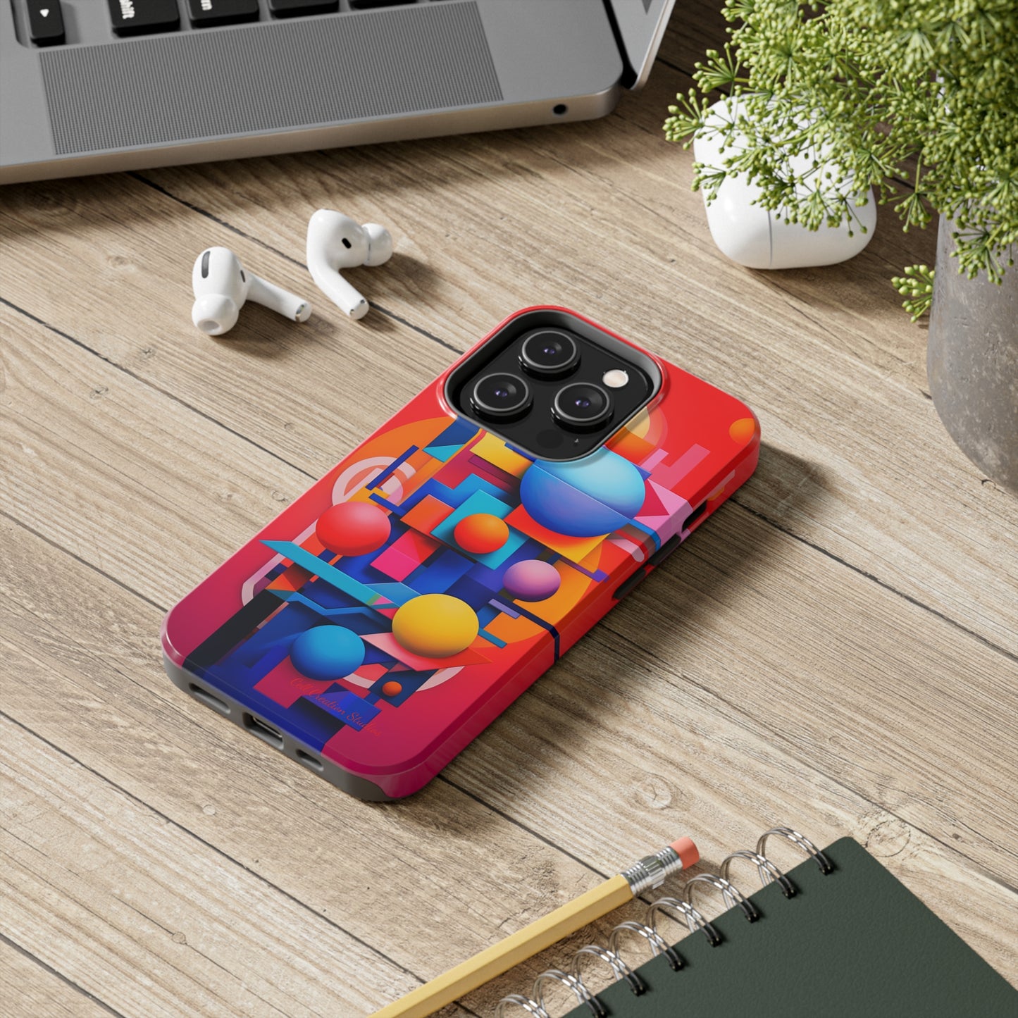 The "Geometric Red Background" Cell Phone Case- Upgrade Your Phone's Aesthetics -Tough Phone Cases