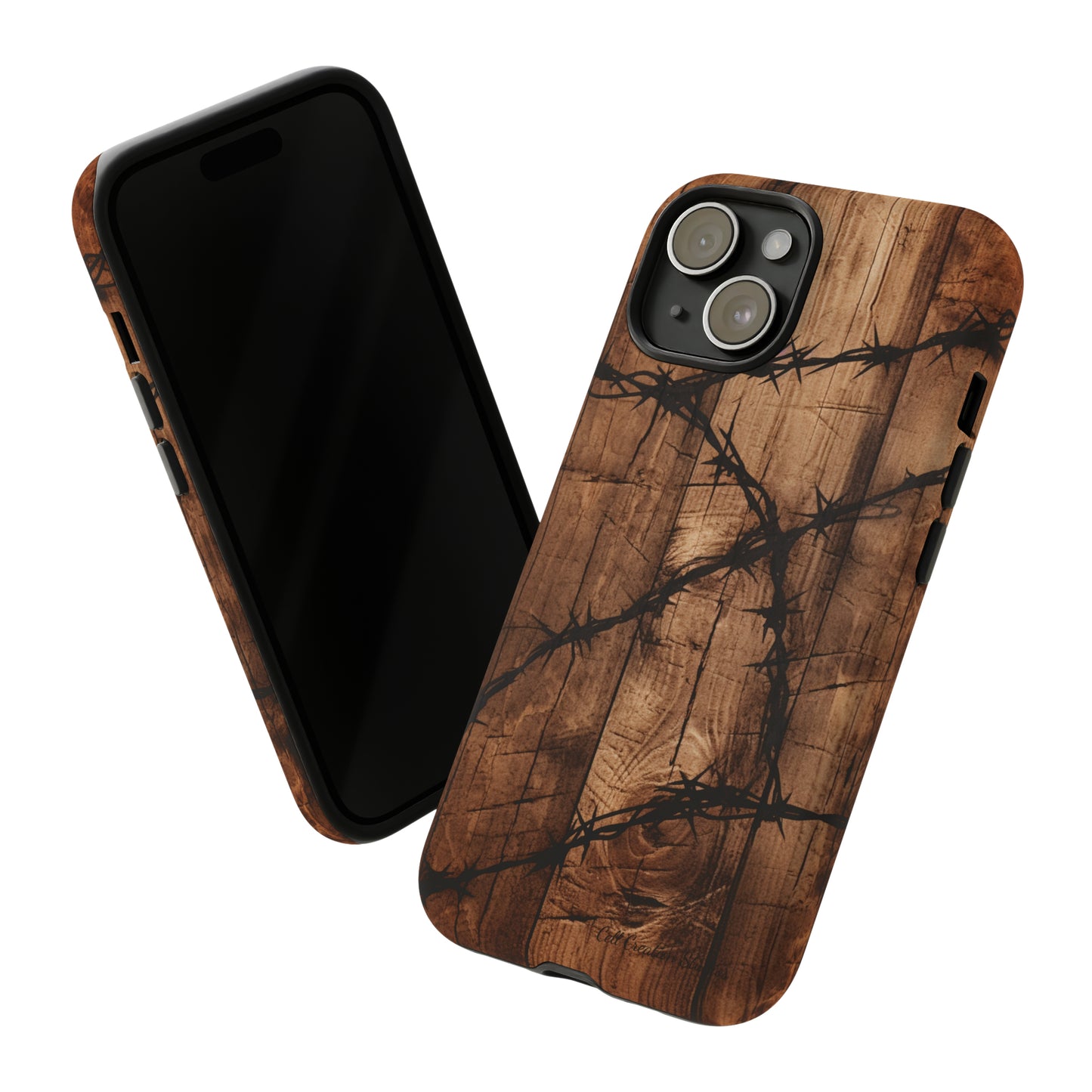 "Elegant Barb Wire on Wood" Embrace Rustic Style -Tough Phone Cases