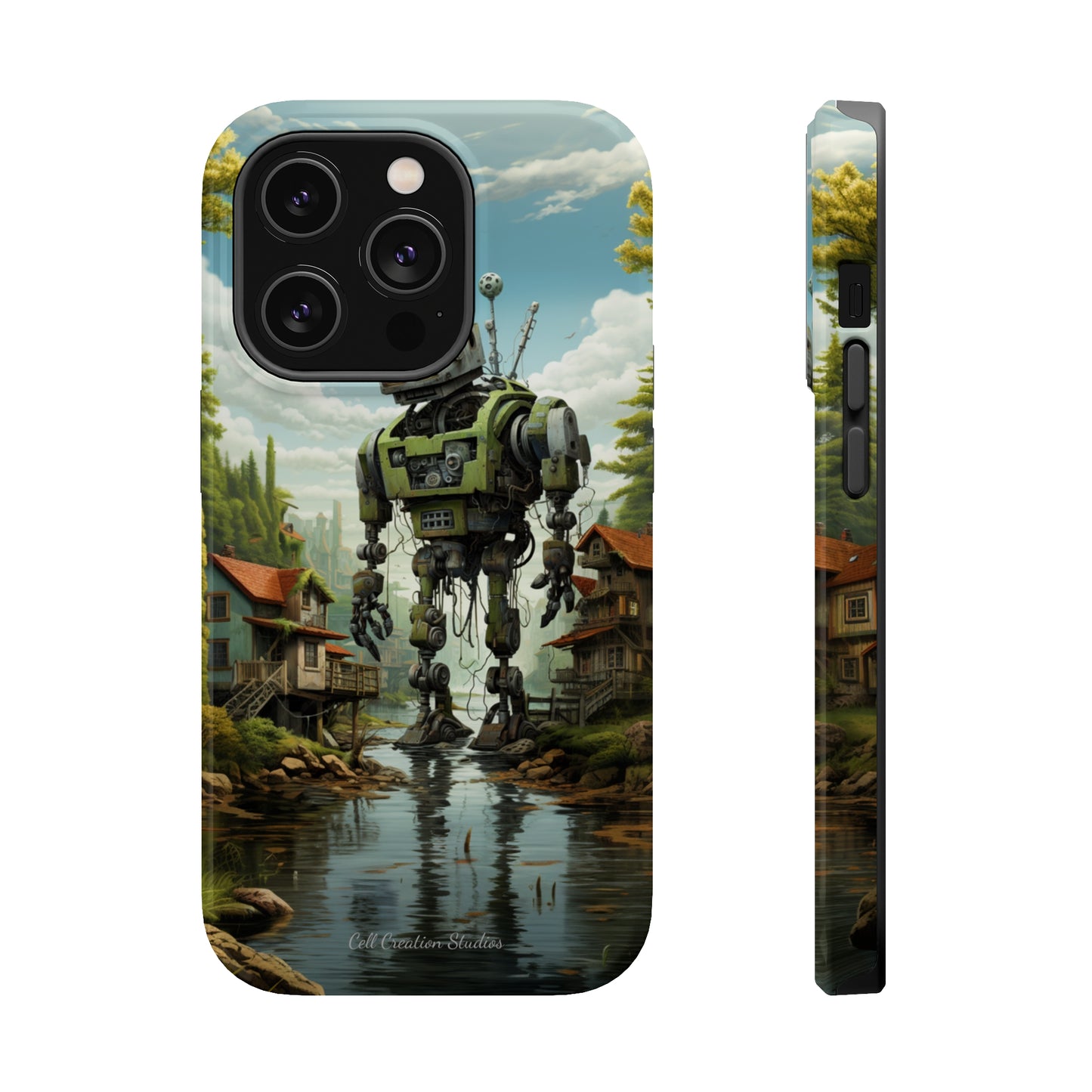 Introducing the "Robo-Rescue" Cell Phone Case – Witness a Heartwarming Scene of Robot Seeking Assistance -MagSafe Tough Cases