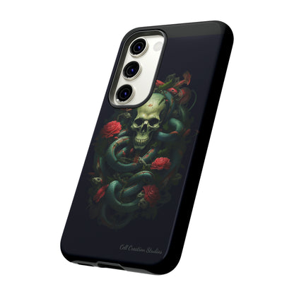 Introducing the "Serpentine Elegance" Cell Phone Case: Where Skulls and Snakes Intertwine -Tough Cases