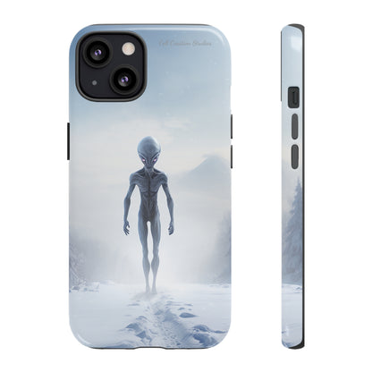 Introducing the "Frosty Extraterrestrial" Cell Phone Case – Embrace Alien Intrigue Amidst the Snowscape -Tough Cases