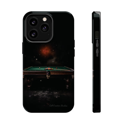 "Rack 'Em Up in Style: Pool Table-Themed Phone Case with Space Background" -MagSafe Tough Cases