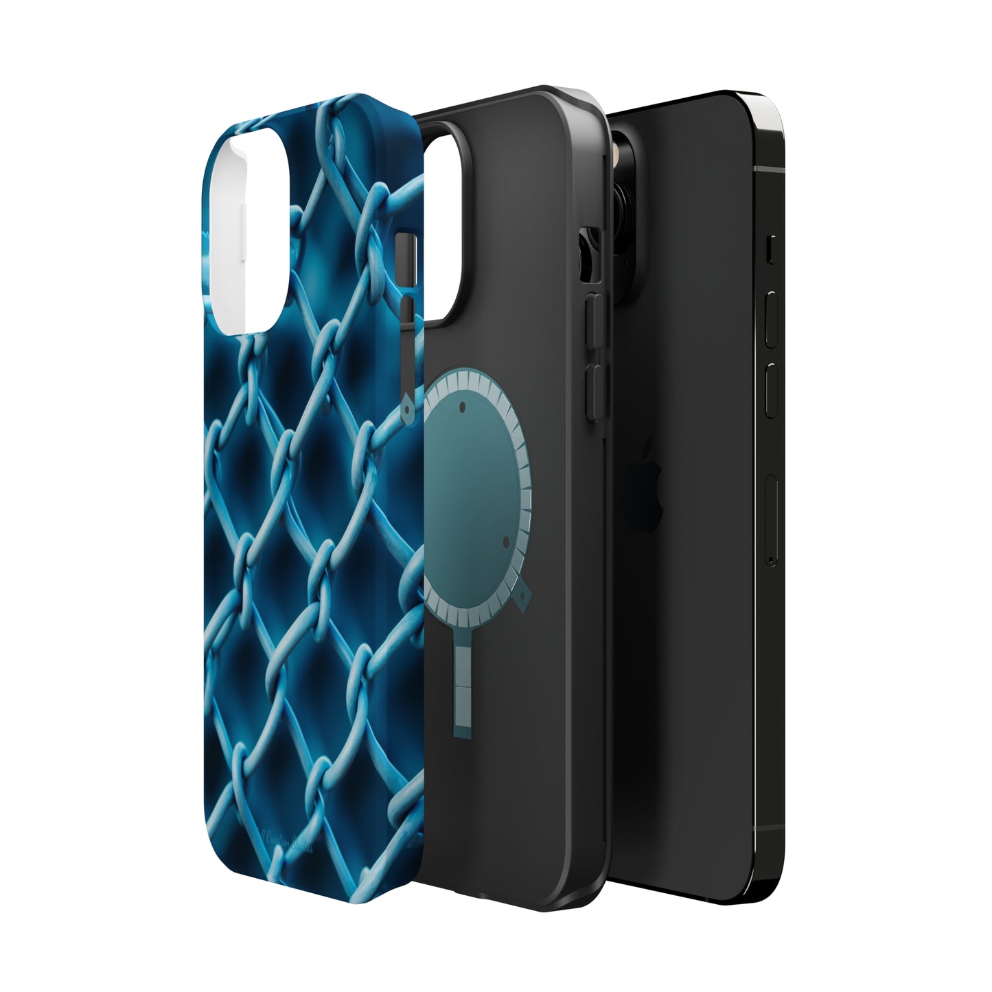 Introducing the "Elegant Chainlink" Cell Phone Case – Embrace Contemporary Style with Blue Chain Link Design -MagSafe Tough Cases