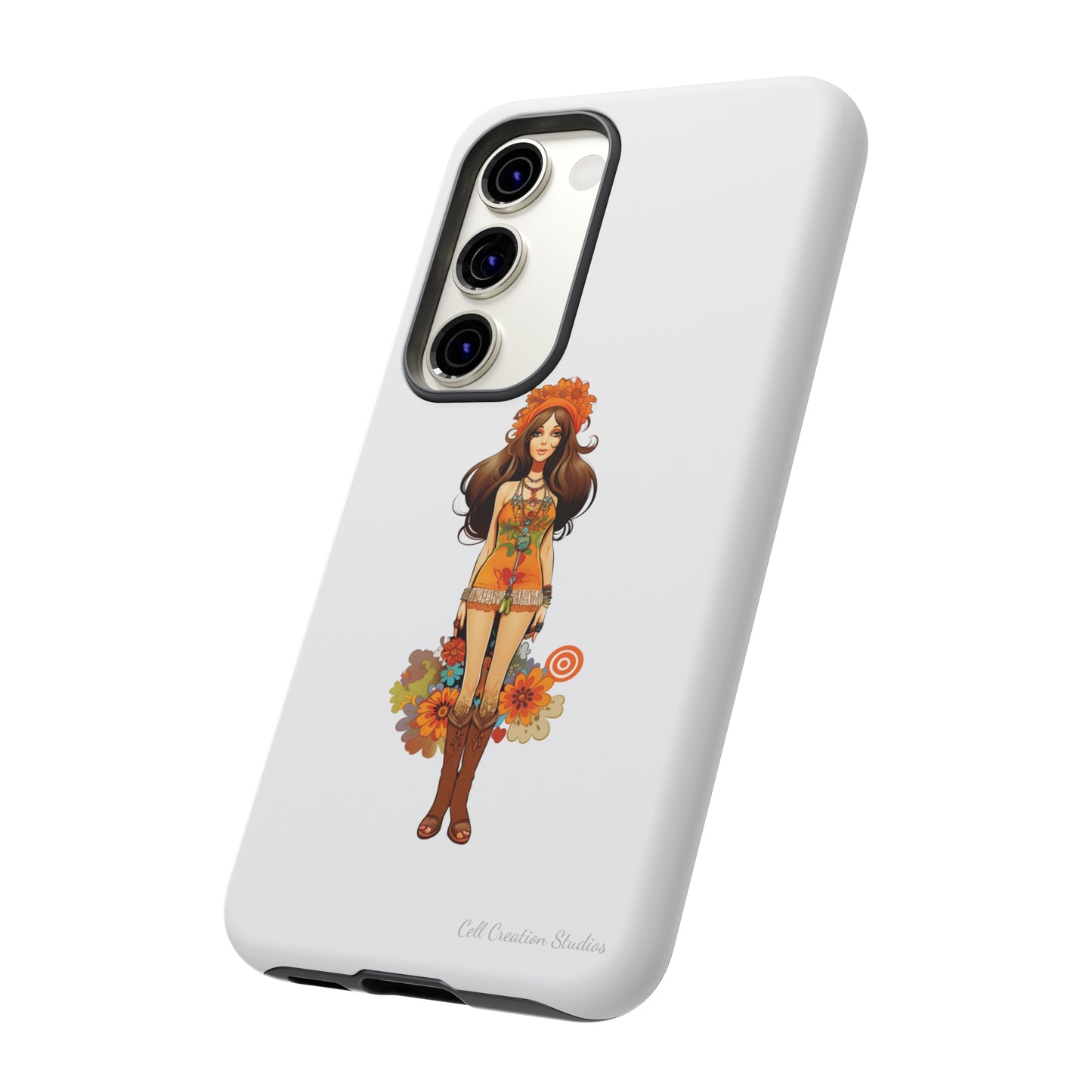 Introducing the "Groovy Hippie Chick" Cell Phone Case – Peace, Love, and Retro Style -Tough Cases