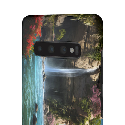 Introducing the "Nature's Cascade" Cell Phone Case – Capture Majestic Beauty with Rock Cliffs and Waterfall! -Snap Cases