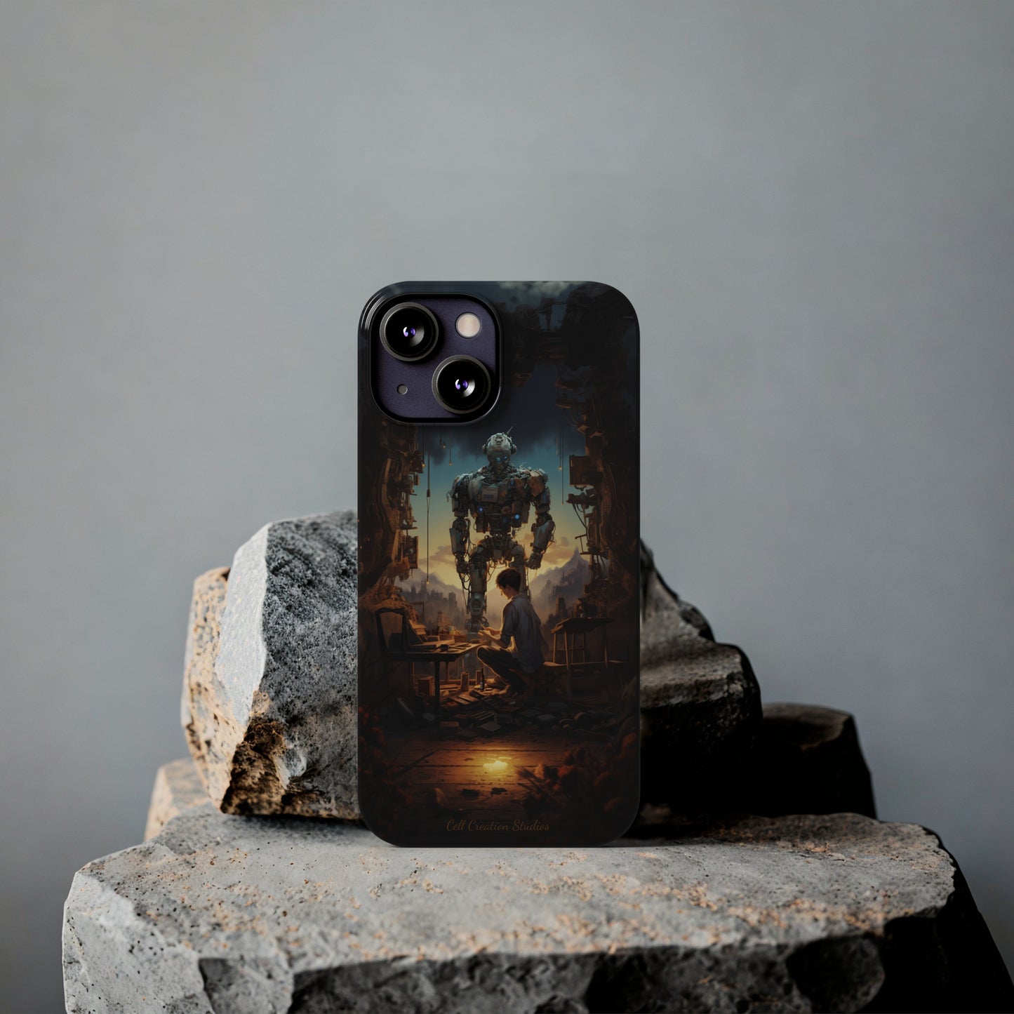 Introducing the "Mechanical Bond" Cell Phone Case – Witness a Captivating Moment of Giant Robot and Boy -Slim Phone Cases