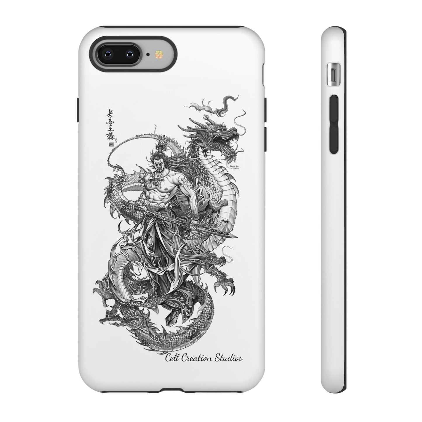 "Samurai and Dragon Sketch" -Tough iPhone Cases