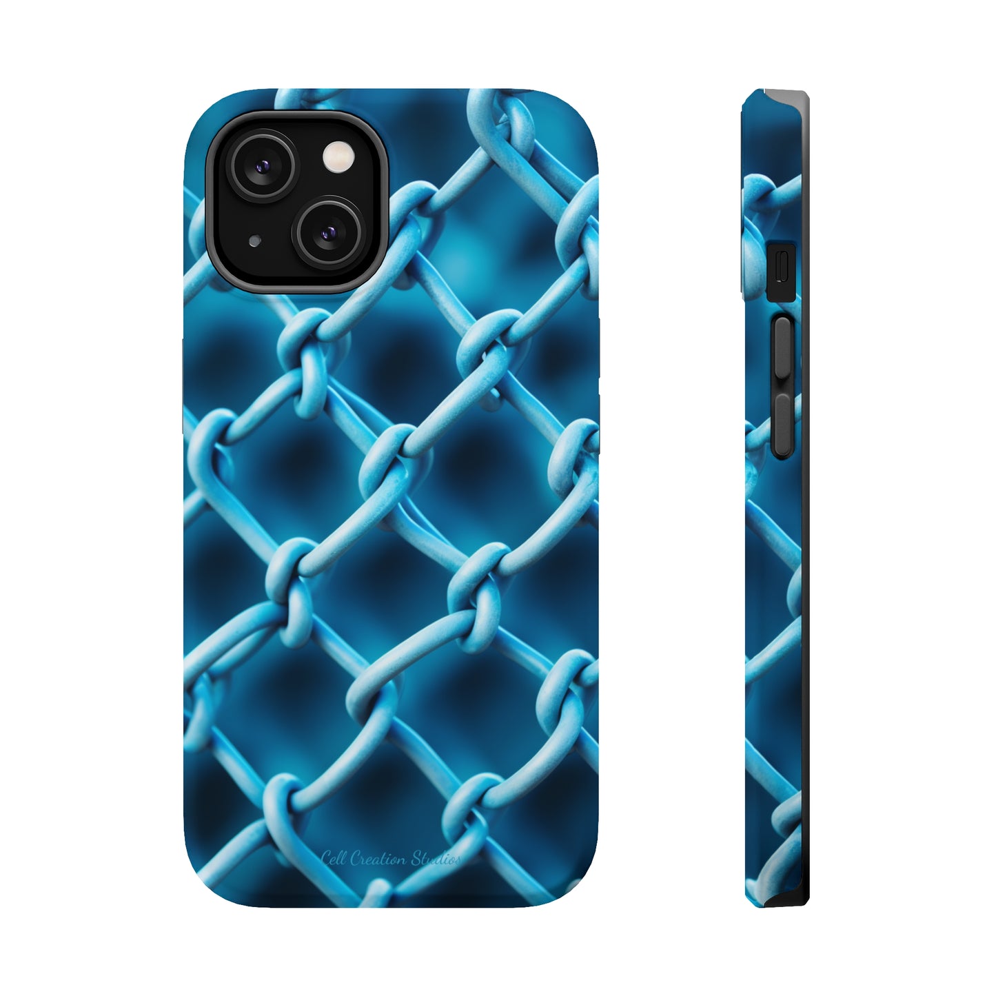 Introducing the "Elegant Chainlink" Cell Phone Case – Embrace Contemporary Style with Blue Chain Link Design -MagSafe Tough Cases