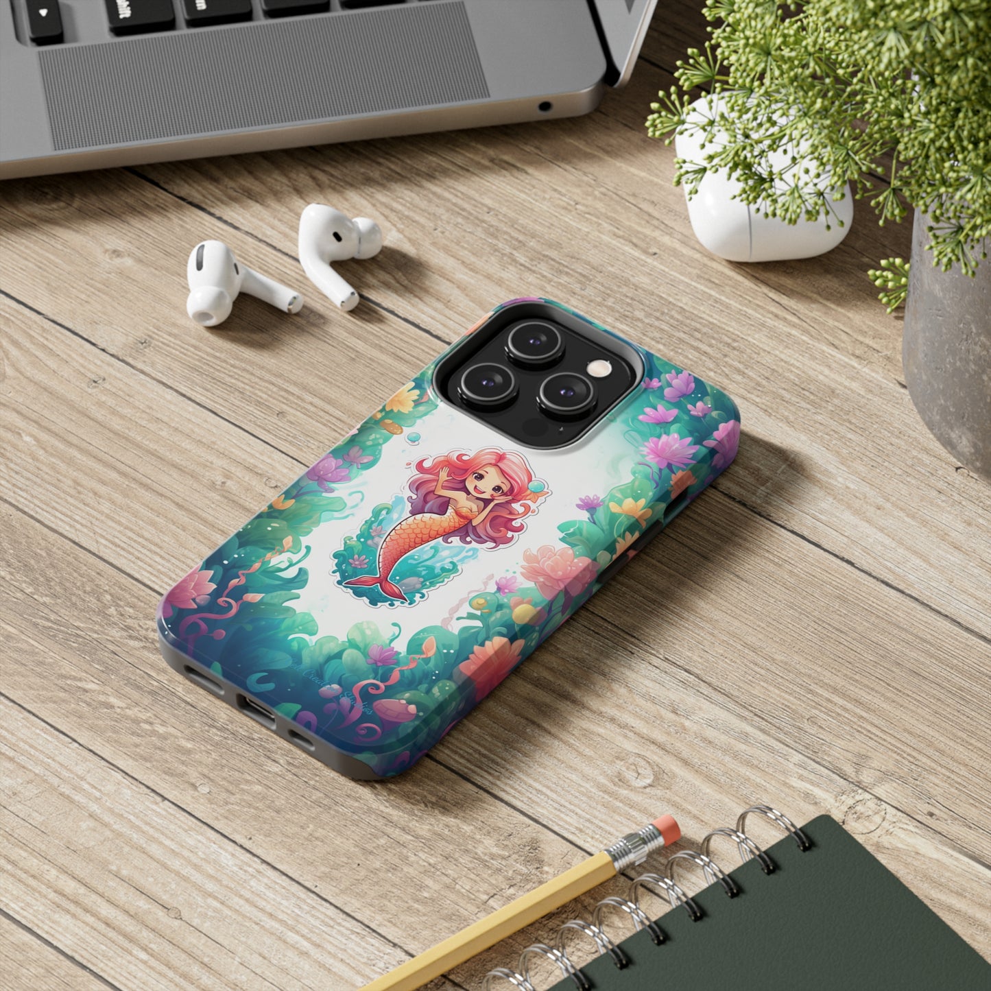 "Pink Seaflower Mermaid" -Tough iPhone Cases