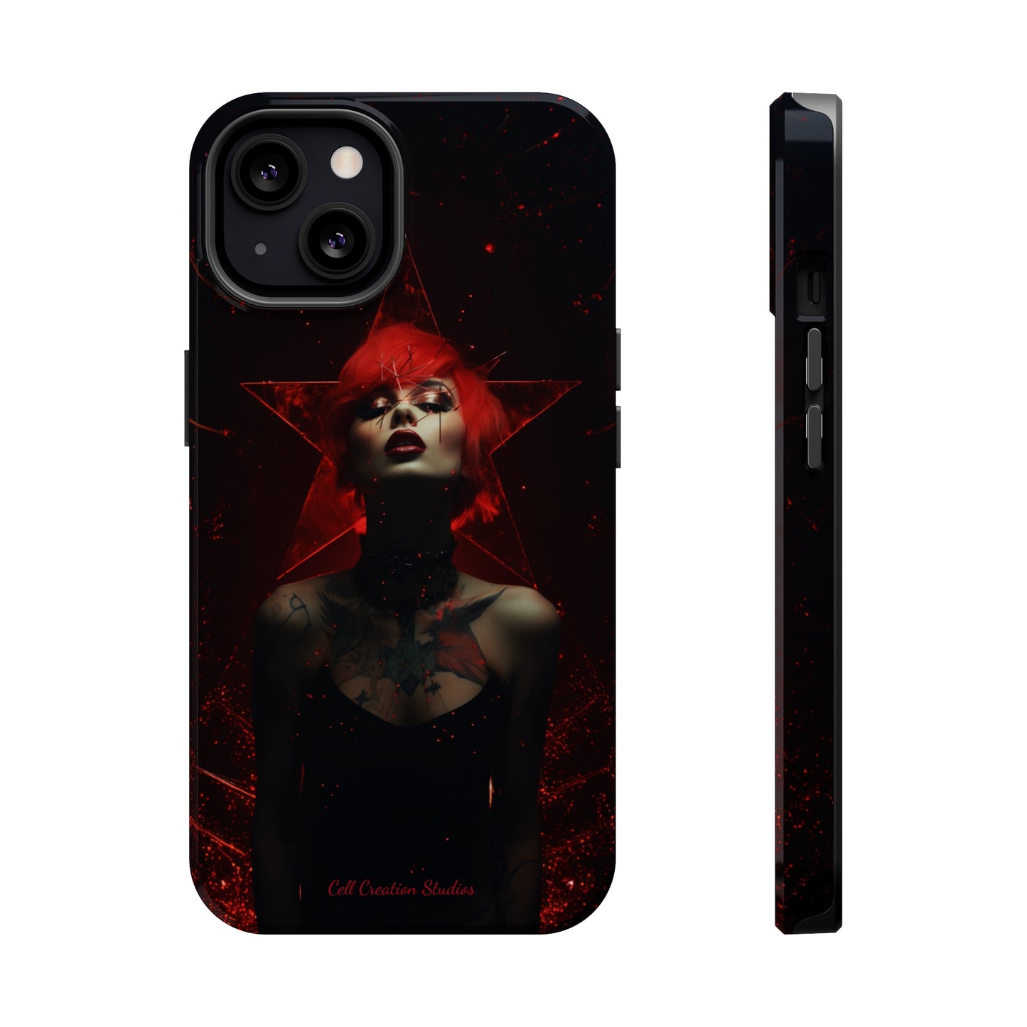 Introducing the "Inked Flame" Cell Phone Case – Embrace Fiery Elegance with a Tattooed Red-Headed Beauty -MagSafe Tough Cases