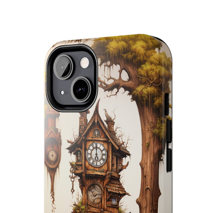 Introducing the "Mystical Wooden Clock" Cell Phone Case – Embrace Enchantment and Timeless Beauty -Tough Phone Cases