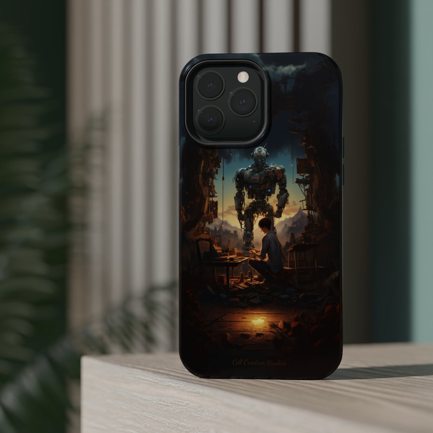 Introducing the "Mechanical Bond" Cell Phone Case – Witness a Captivating Moment of Giant Robot and Boy -MagSafe Tough Cases