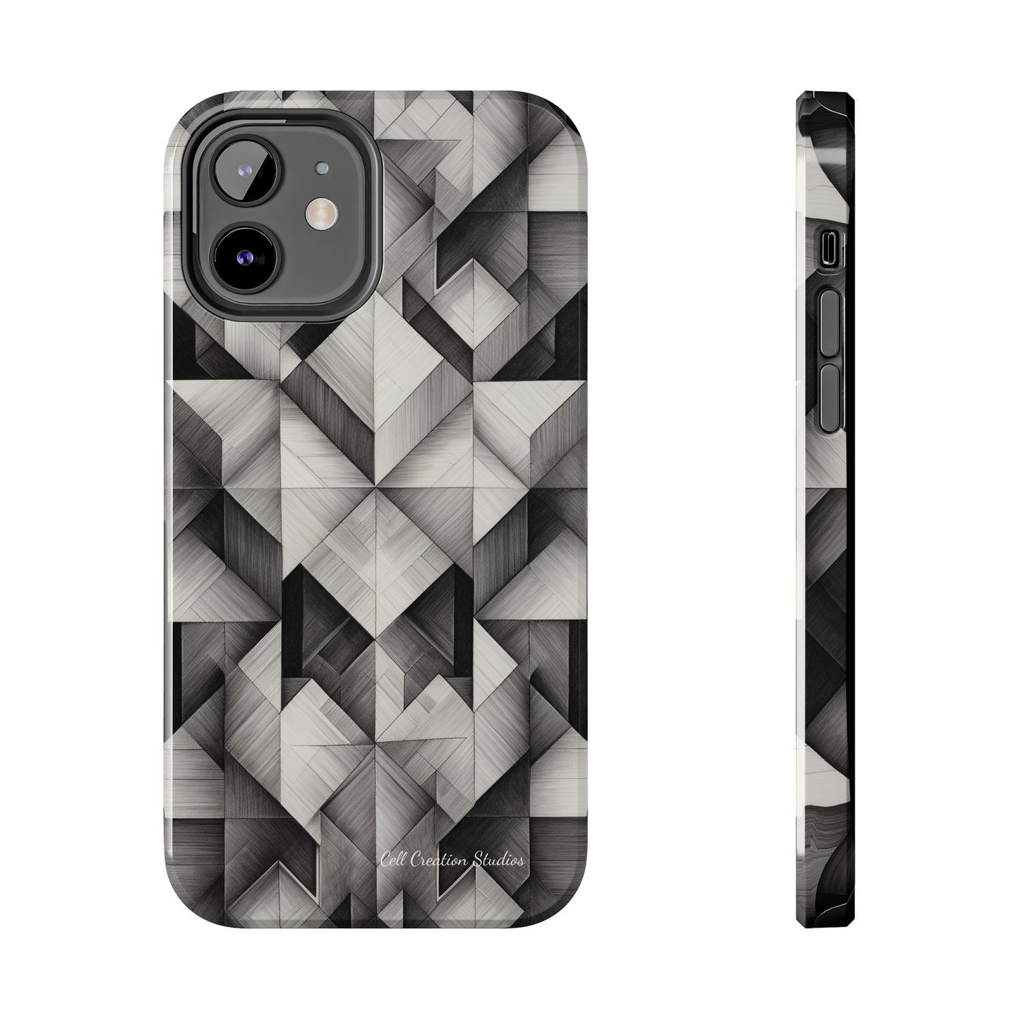 The "Black and White Geometric Pattern" Cell Phone Case- Elevate Your Phone's Style-Tough Phone Cases