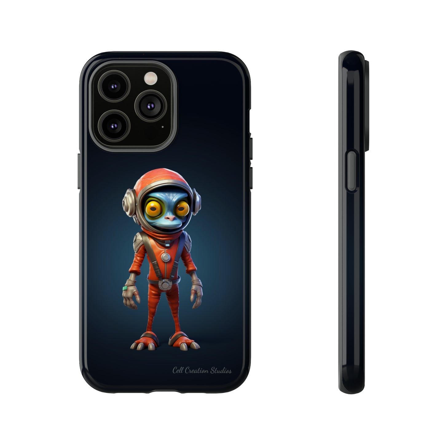 The "AstroGuard" Animated Blue Alien Astronaut Phone Case -Tough Cases