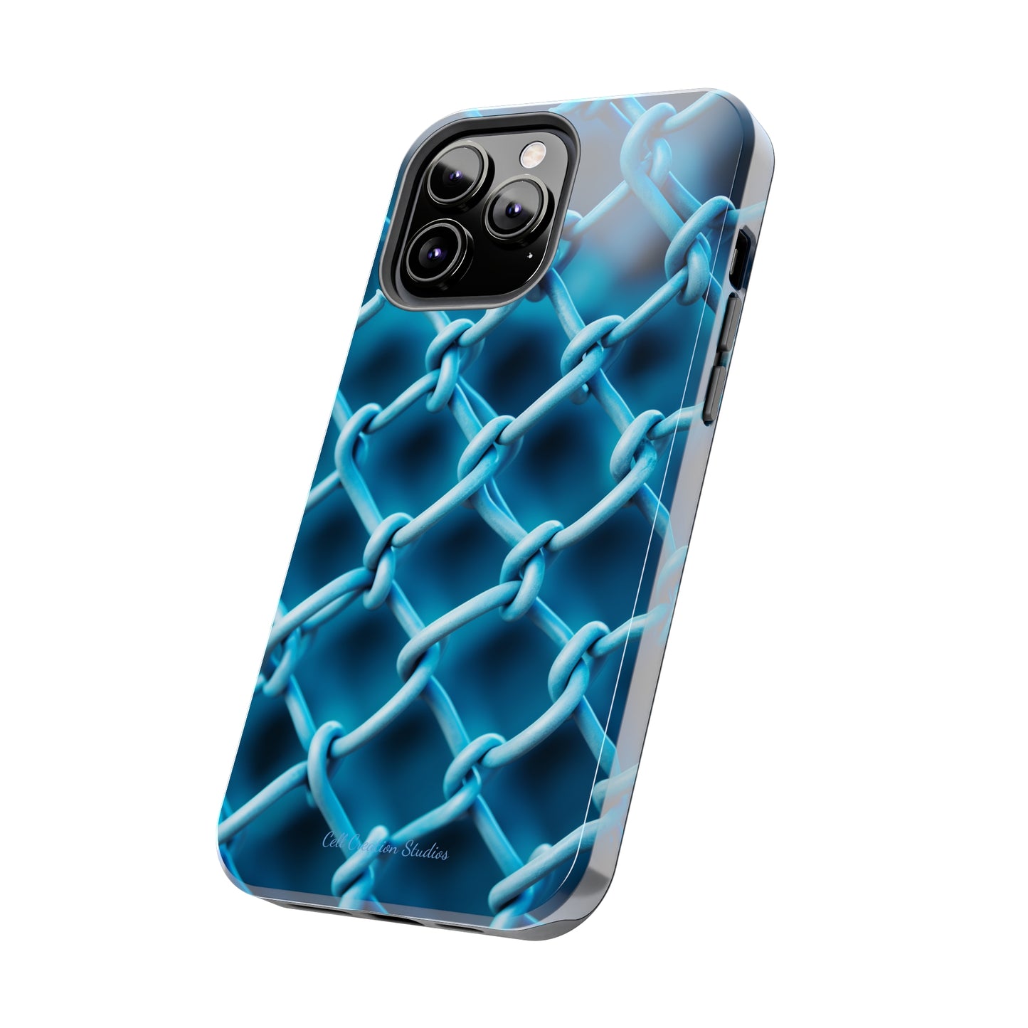 Introducing the "Elegant Chainlink" Cell Phone Case – Embrace Contemporary Style with Blue Chain Link Design -Tough Phone Cases