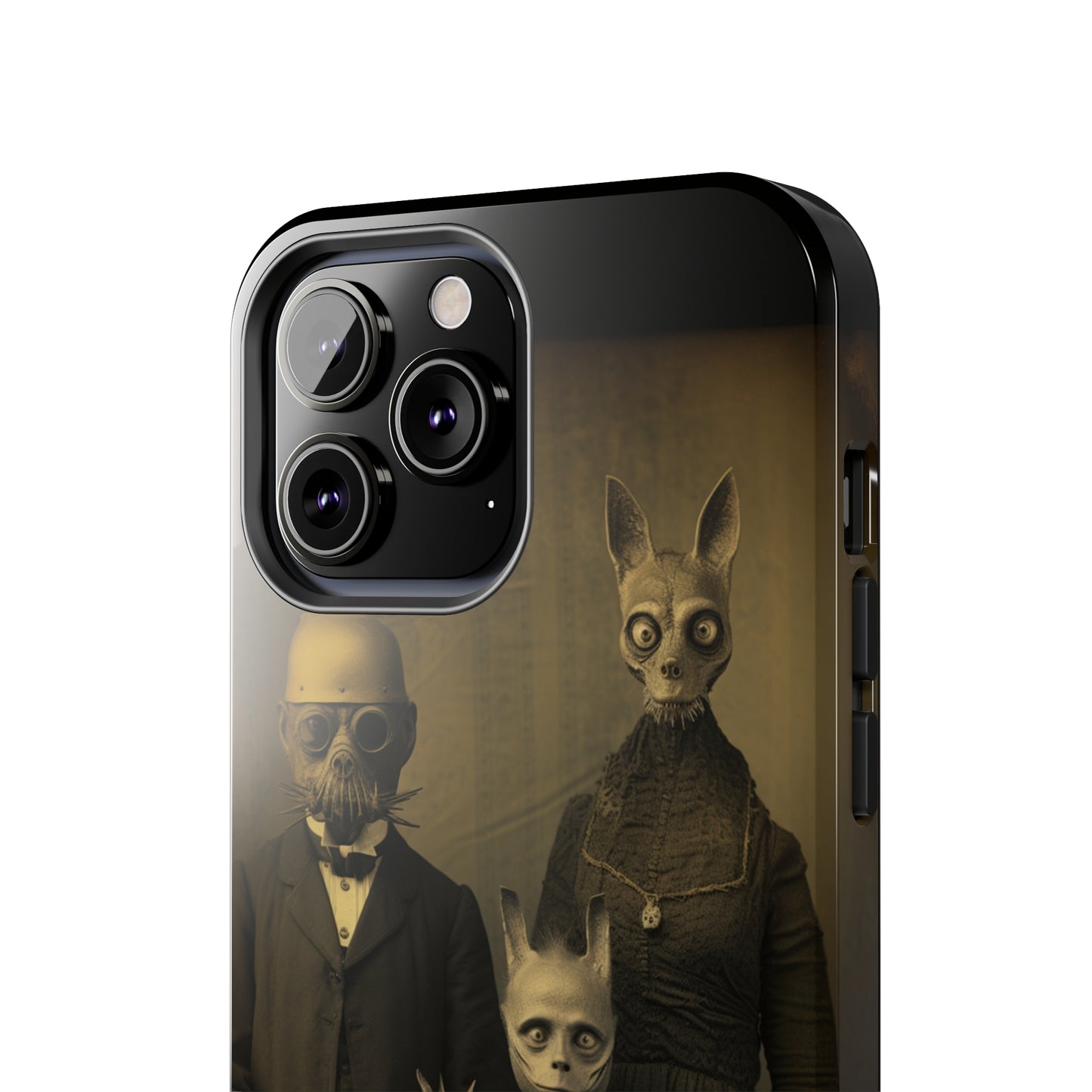 Introducing the "Vintage Odd Creatures" Cell Phone Case – Step into the Eerie Charm of a Haunting Family Portrait -Tough Phone Cases