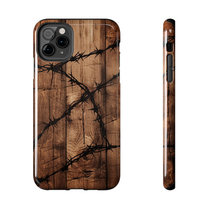 "Elegant Barb Wire on Wood" Embrace Rustic Style -Tough Phone Cases