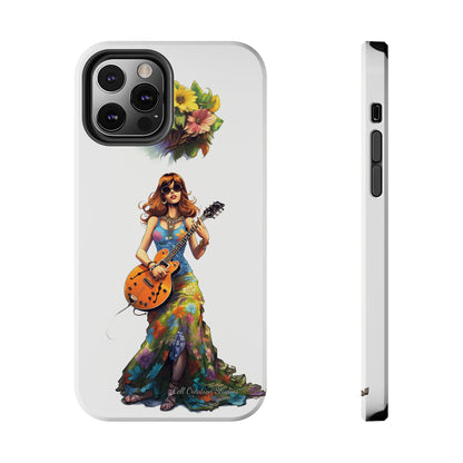 Introducing the "Hippie Chick Groove" Cell Phone Case – Retro Vibes and Musical Delight -Tough Phone Cases