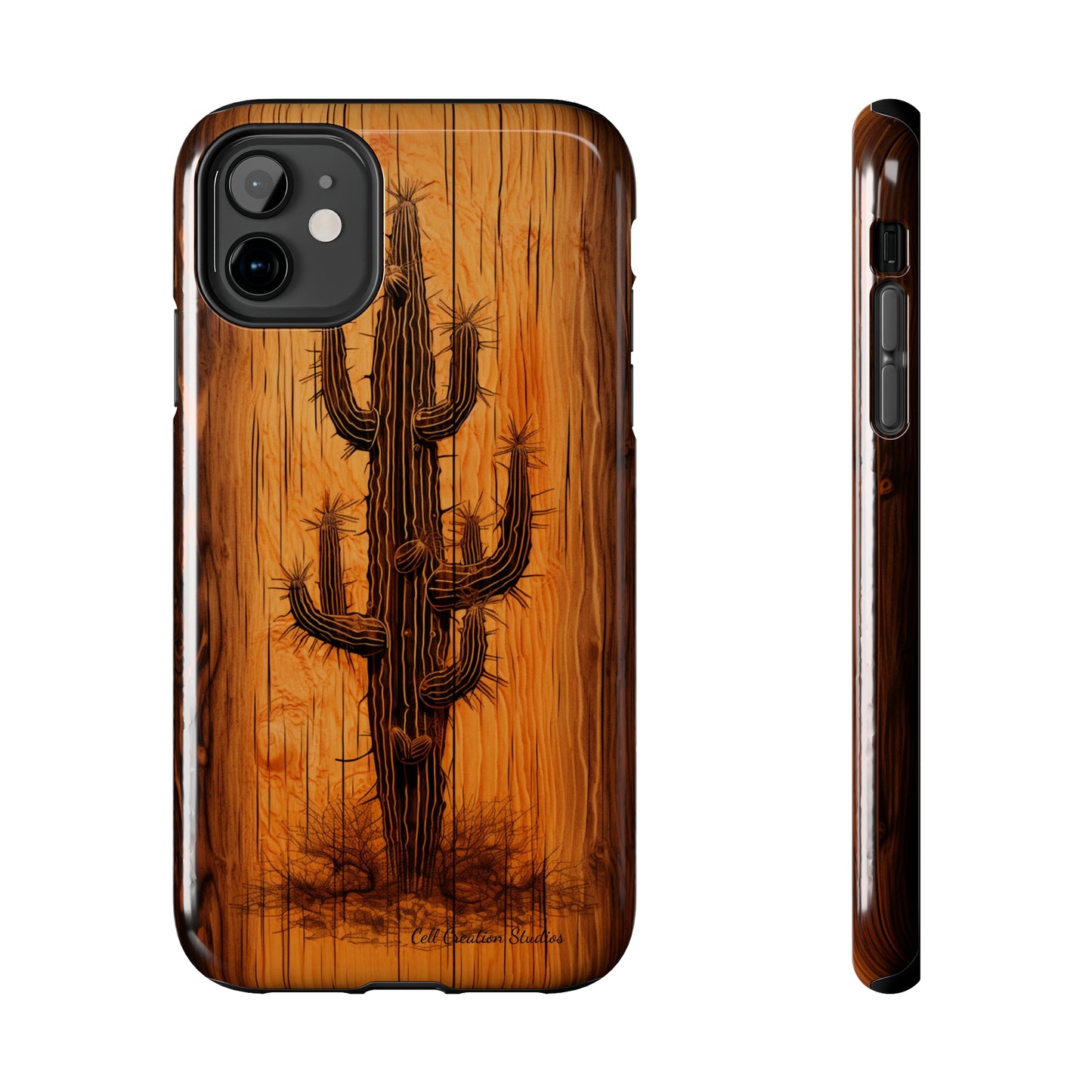 "Cactus Burnt Wood" Phone Case -Tough Phone Cases