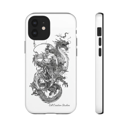 "Samurai and Dragon Sketch" -Tough iPhone Cases