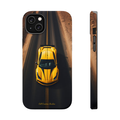 Introducing the "Desert Speedster" Cell Phone Case – Feel the Thrill of a Ferrari Racing through the Desert! -MagSafe Tough Cases