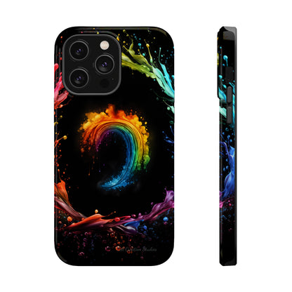 "Vibrant Swirls Painted on Black" Cell Phone Case -MagSafe Tough Cases