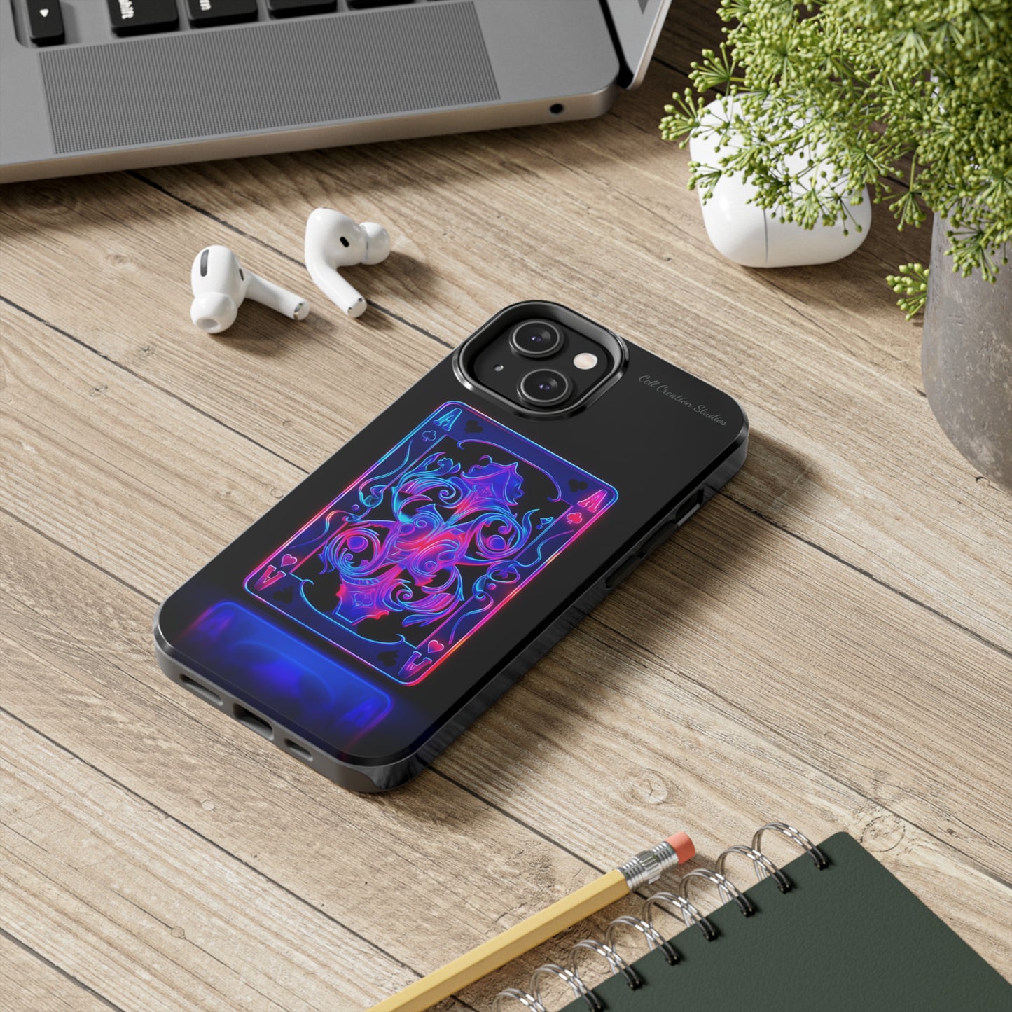 Introducing the "Neon Ace of Hearts" Cell Phone Case – Elevate Your Style with a Dazzling Card -Tough Phone Cases