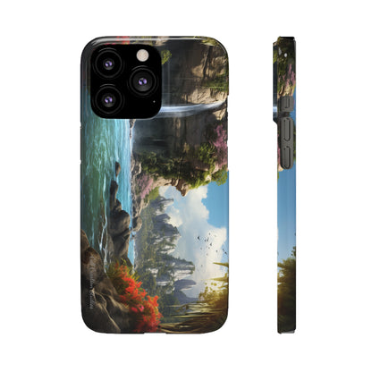 Introducing the "Nature's Cascade" Cell Phone Case – Capture Majestic Beauty with Rock Cliffs and Waterfall! -Snap Cases