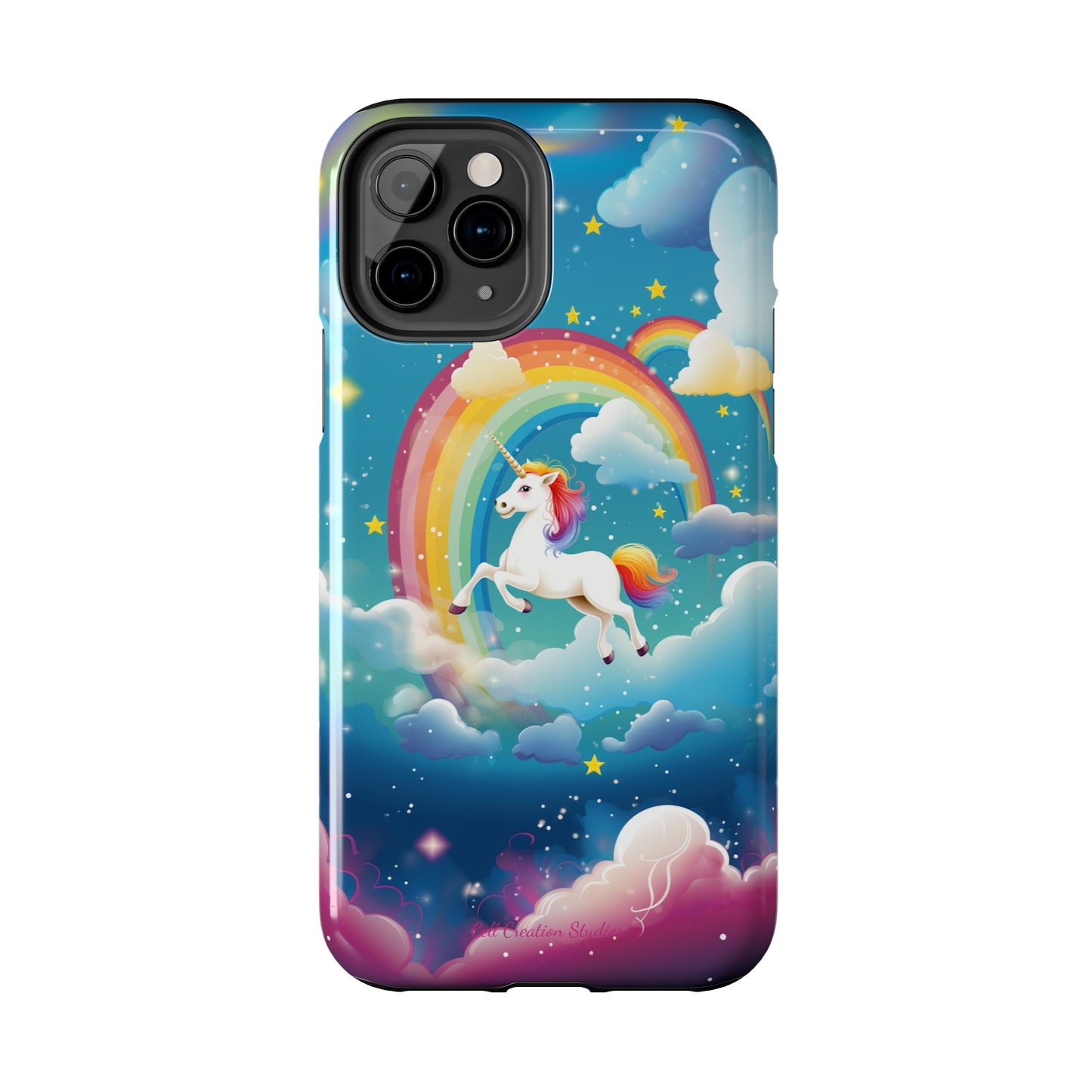 Introducing the "Rainbow Soar" Cell Phone Case – Embark on a Whimsical Journey with a Flying Unicorn -Tough Phone Cases